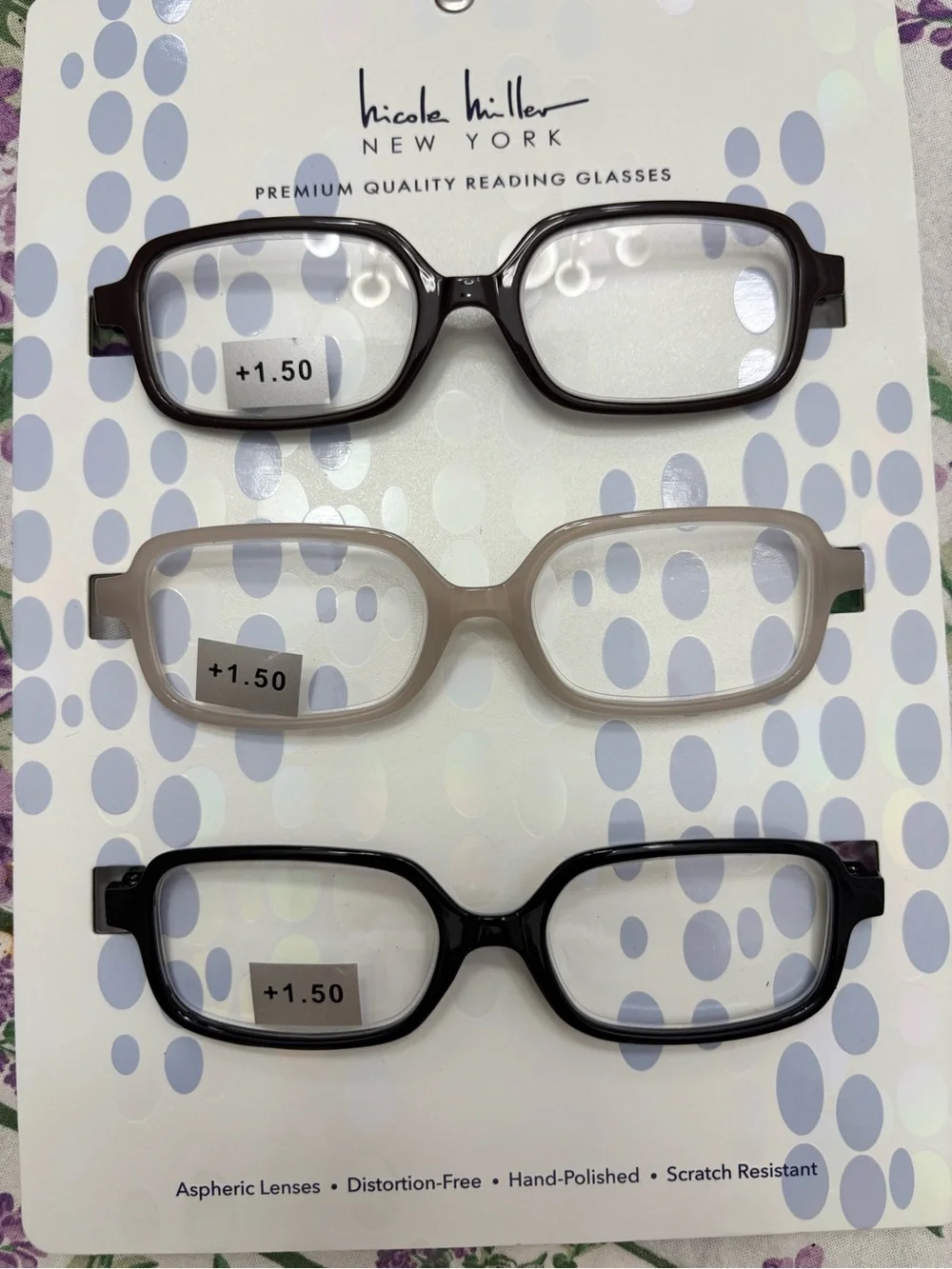 Nicole Miller  Sunglasses Trio in Black, Taupe& Brown +1.50